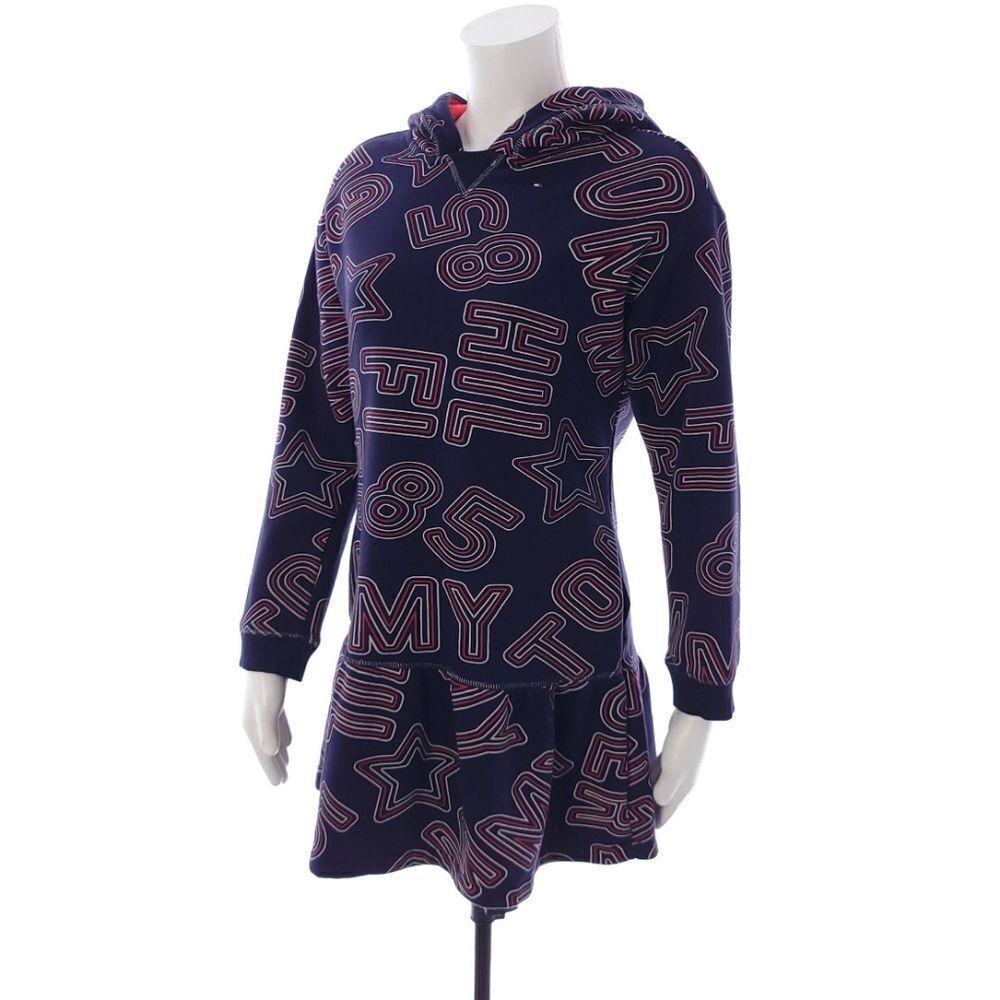 Tommy Hilfiger Girl's Size 16 Blue Red Hooded Long Sleeve Dress